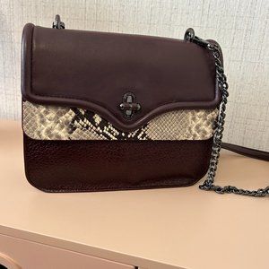 Rebecca Minkoff Leather Satchel with Chain Strap Burgundy w/BW Snake